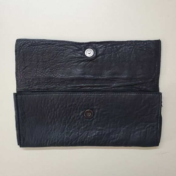 Studded Envelope Clutch Graham & Spencer Soft Black Leather Elegant Snap Zipper - Picture 5 of 5